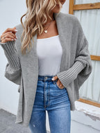 Cardigan Feminino de Tricot Ponto Aberto  Cinza 3