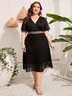Vestido Mídi Feminino de Chiffon - Plus Size
