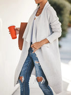 Cardigan Feminino Alongado Ponto Aberto Cinza 2