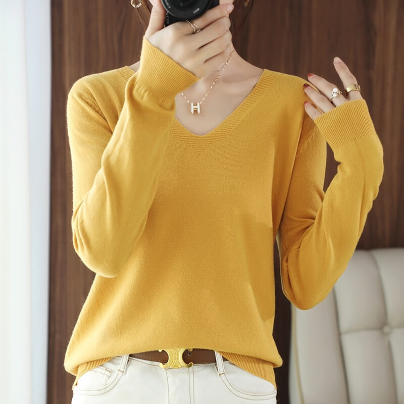 Suéter Casual Feminino Amarelo