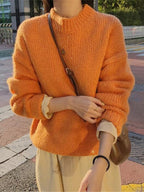 Suéter Feminino de Tricot Oversized Laranja 6
