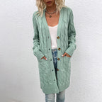 Cardigan Casual Alongado Feminino Verde Claro