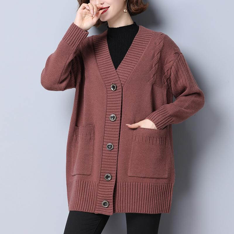 Cardigan Feminino com Botões Bordô 1