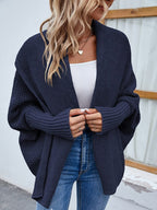 Cardigan Feminino de Tricot Ponto Aberto Azul 1