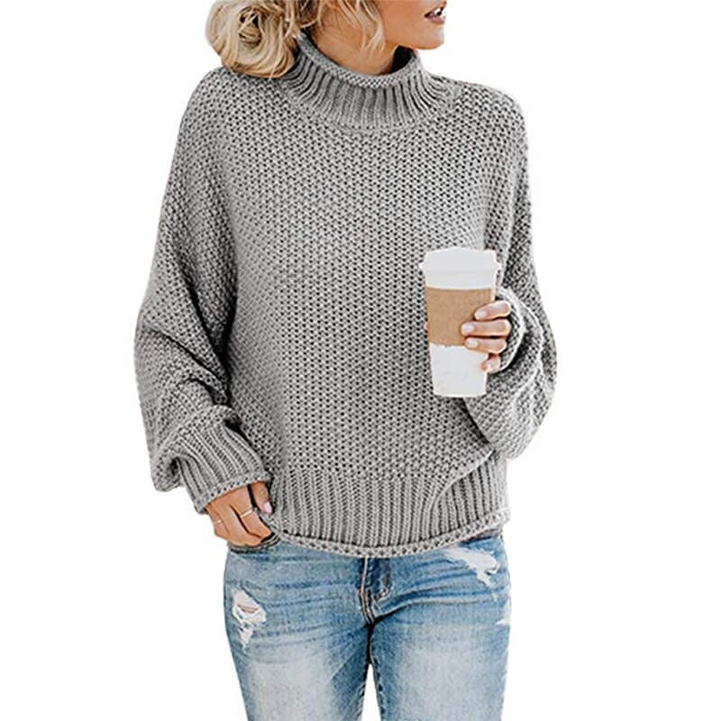Suéter Feminino de Tricot Oversized Cinza 6