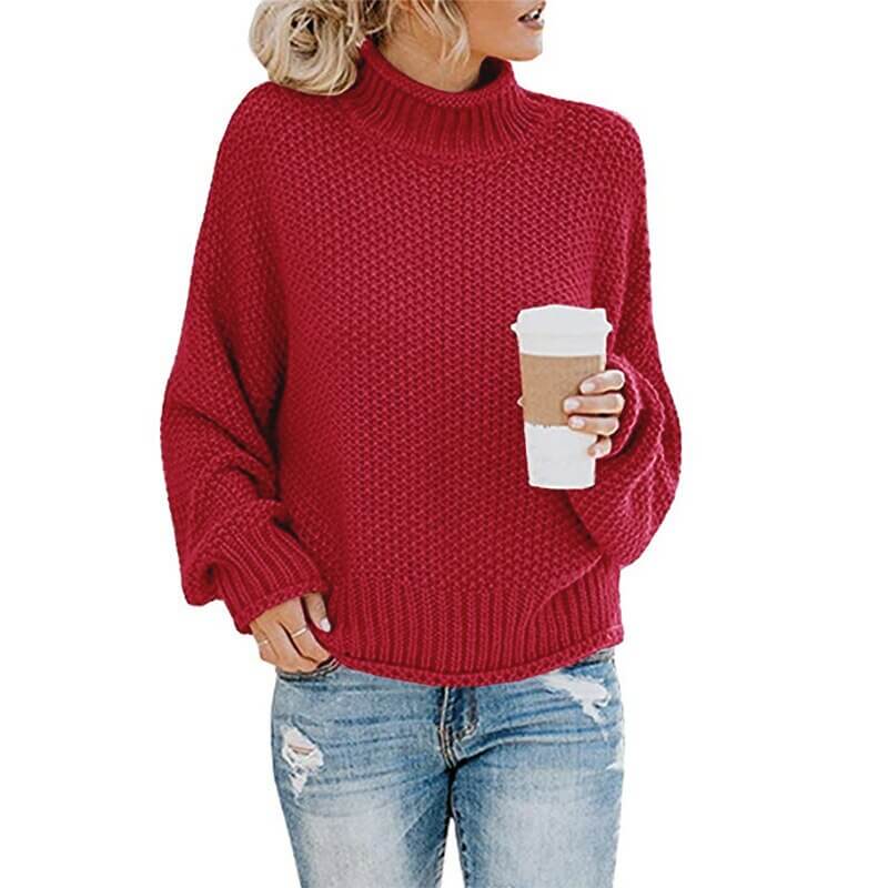 Suéter Feminino de Tricot Oversized Vermelho 12