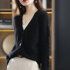 Cardigan Casual Feminino de Lã Preto 1