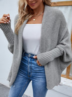 Cardigan Feminino de Tricot Ponto Aberto  Cinza 2