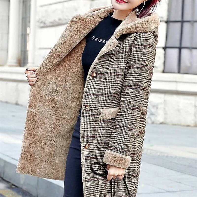 Casaco Feminino de Inverno Forrado Bege 1