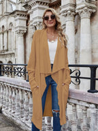 Cardigan Feminino Alongado Ponto Aberto Marrom