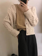 Cardigan Feminino Curto Bege